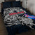 Iceland Viking Blood Quilt Bed Set Nordic Runes and Shield of Ancestry in Tribal Knotwork