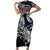 Personalized Iceland Viking Blood Short Sleeve Bodycon Dress Nordic Runes and Shield of Ancestry in Tribal Knotwork