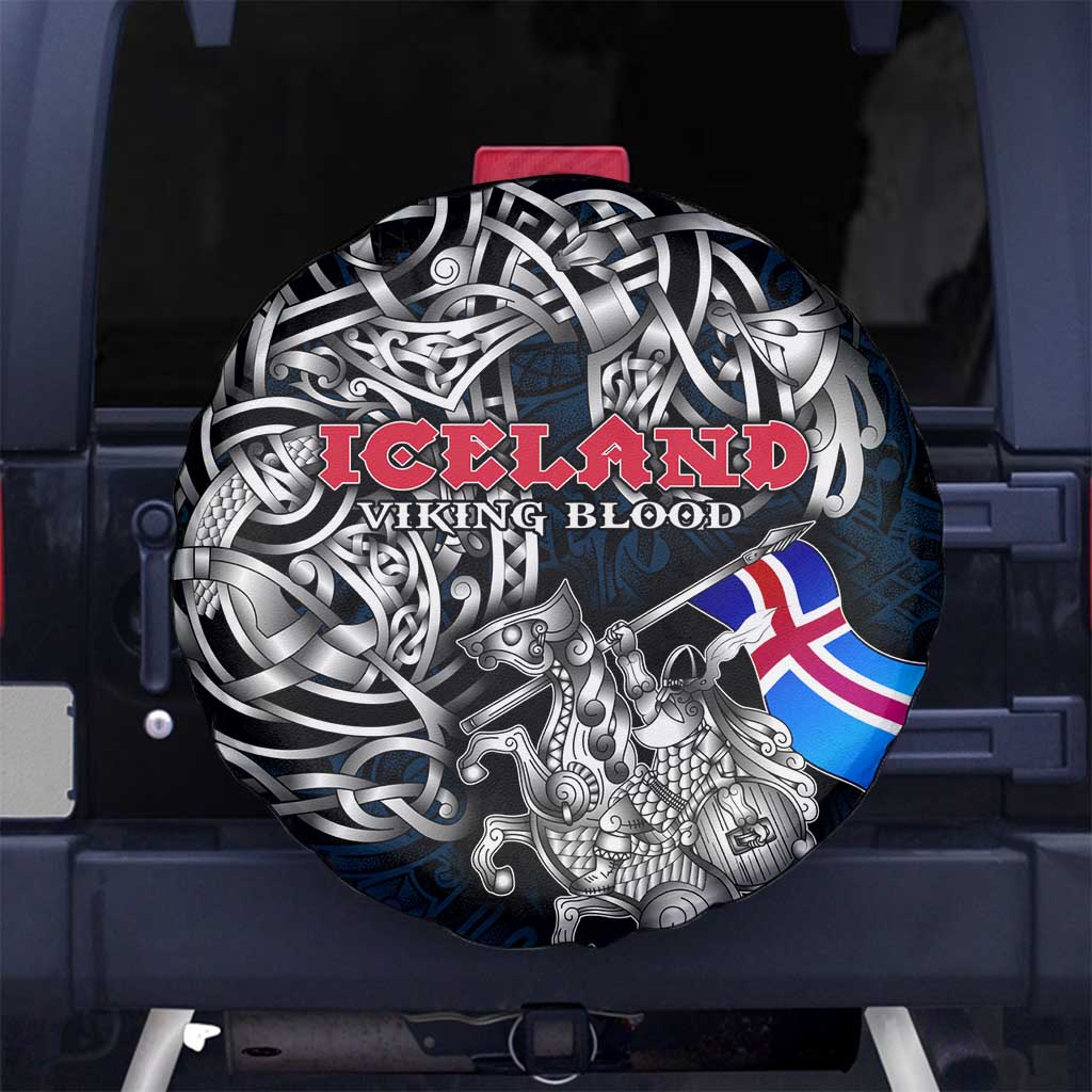 Iceland Viking Blood Spare Tire Cover Nordic Runes and Shield of Ancestry in Tribal Knotwork