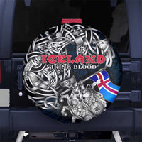 Iceland Viking Blood Spare Tire Cover Nordic Runes and Shield of Ancestry in Tribal Knotwork