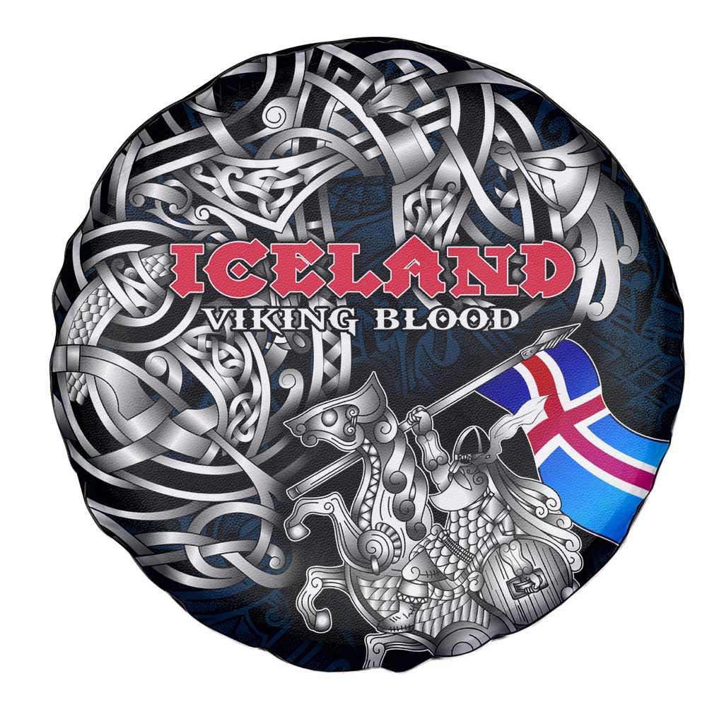 Iceland Viking Blood Spare Tire Cover Nordic Runes and Shield of Ancestry in Tribal Knotwork