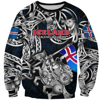 Personalized Iceland Viking Blood Sweatshirt Nordic Runes and Shield of Ancestry in Tribal Knotwork