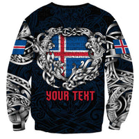 Personalized Iceland Viking Blood Sweatshirt Nordic Runes and Shield of Ancestry in Tribal Knotwork
