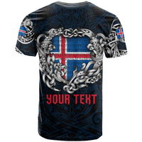 Personalized Iceland Viking Blood T Shirt Nordic Runes and Shield of Ancestry in Tribal Knotwork