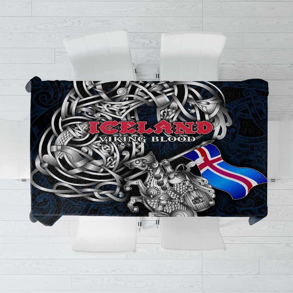Iceland Viking Blood Tablecloth Nordic Runes and Shield of Ancestry in Tribal Knotwork