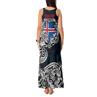 Personalized Iceland Viking Blood Tank Maxi Dress Nordic Runes and Shield of Ancestry in Tribal Knotwork