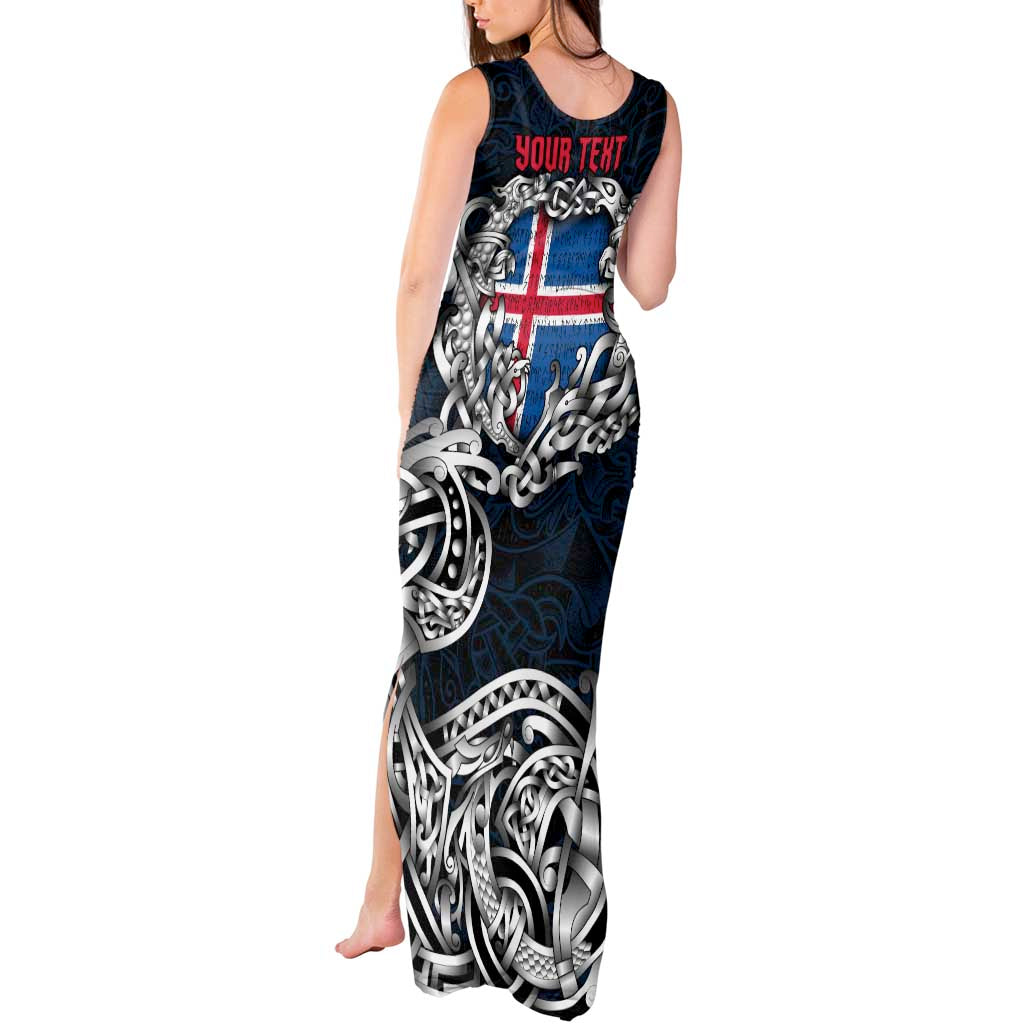 Personalized Iceland Viking Blood Tank Maxi Dress Nordic Runes and Shield of Ancestry in Tribal Knotwork