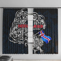 Iceland Viking Blood Window Curtain Nordic Runes and Shield of Ancestry in Tribal Knotwork