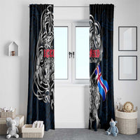 Iceland Viking Blood Window Curtain Nordic Runes and Shield of Ancestry in Tribal Knotwork