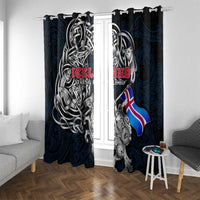 Iceland Viking Blood Window Curtain Nordic Runes and Shield of Ancestry in Tribal Knotwork