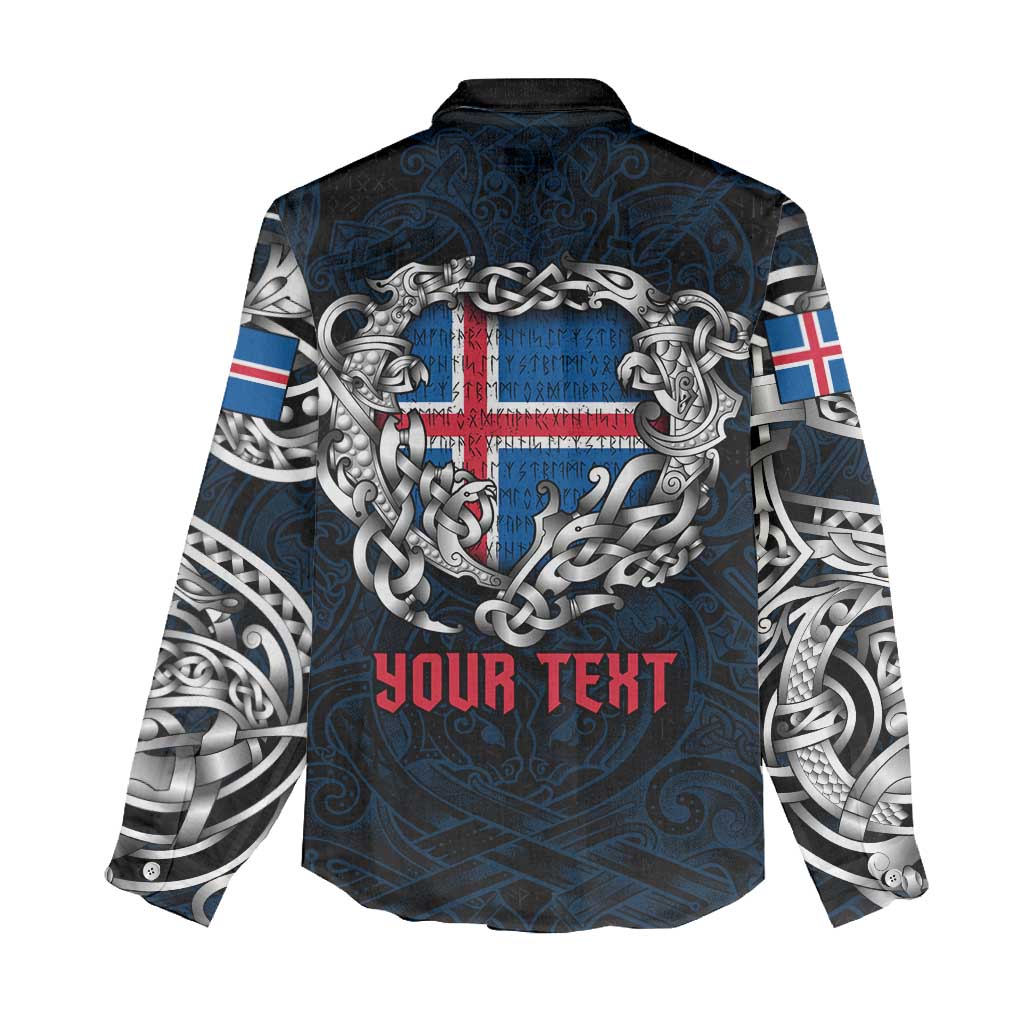 Personalized Iceland Viking Blood Women Casual Shirt Nordic Runes and Shield of Ancestry in Tribal Knotwork