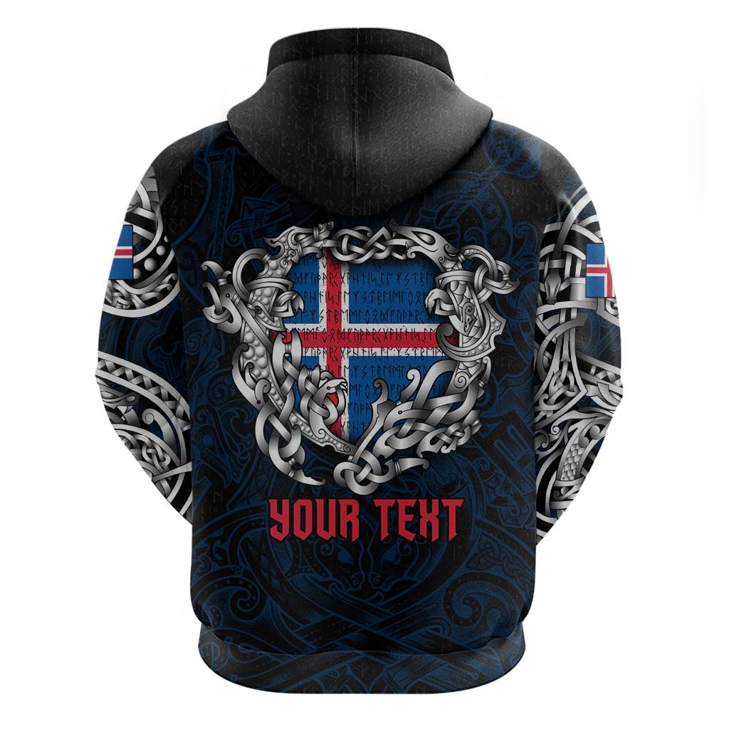 Personalized Iceland Viking Blood Zip Hoodie Nordic Runes and Shield of Ancestry in Tribal Knotwork