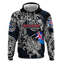 Personalized Iceland Viking Blood Zip Hoodie Nordic Runes and Shield of Ancestry in Tribal Knotwork