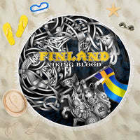 Sweden Viking Blood Beach Blanket Nordic Runes and Shield of Ancestry in Tribal Knotwork