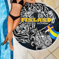 Sweden Viking Blood Beach Blanket Nordic Runes and Shield of Ancestry in Tribal Knotwork