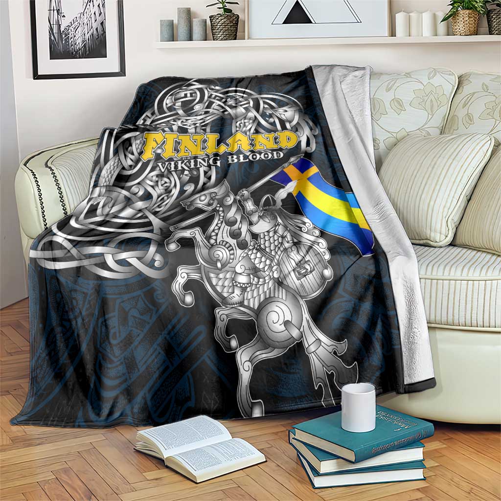 Sweden Viking Blood Blanket Nordic Runes and Shield of Ancestry in Tribal Knotwork