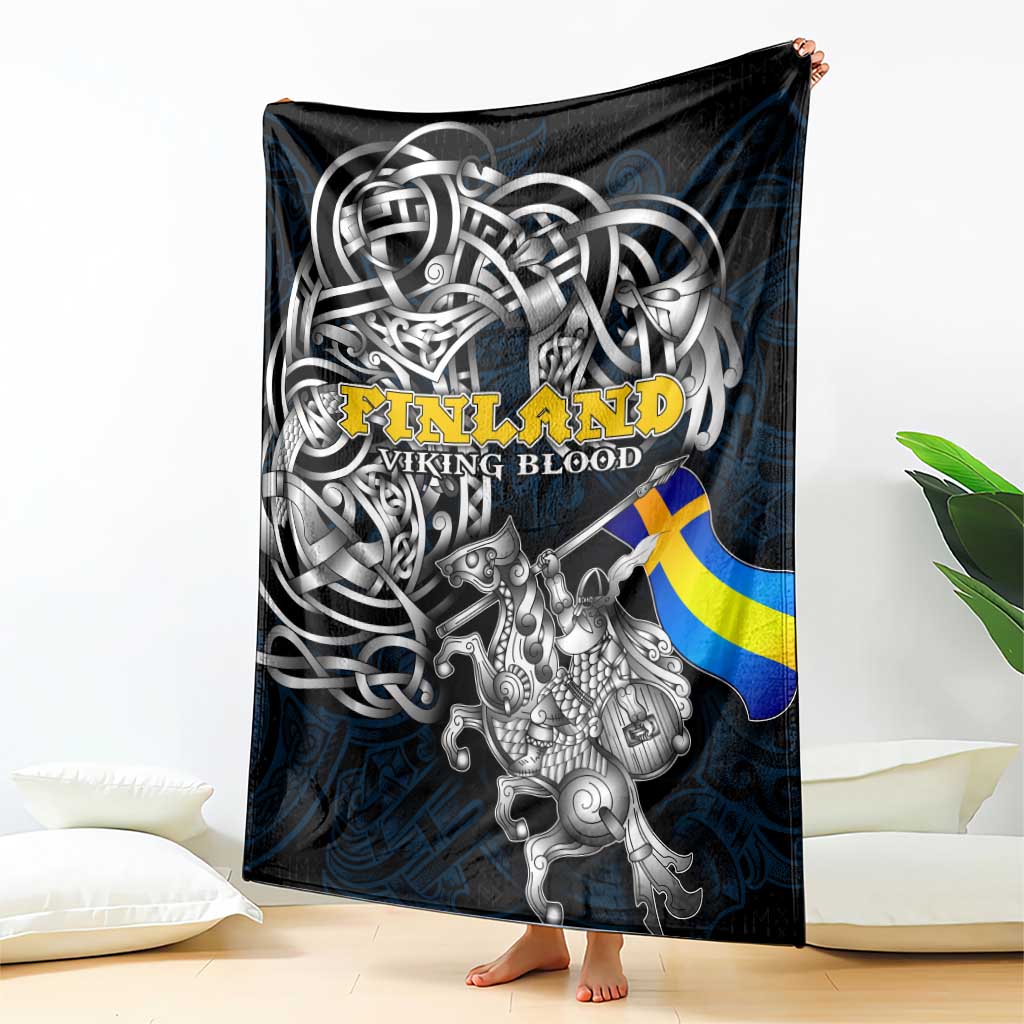 Sweden Viking Blood Blanket Nordic Runes and Shield of Ancestry in Tribal Knotwork