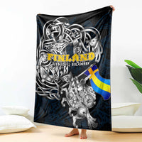 Sweden Viking Blood Blanket Nordic Runes and Shield of Ancestry in Tribal Knotwork