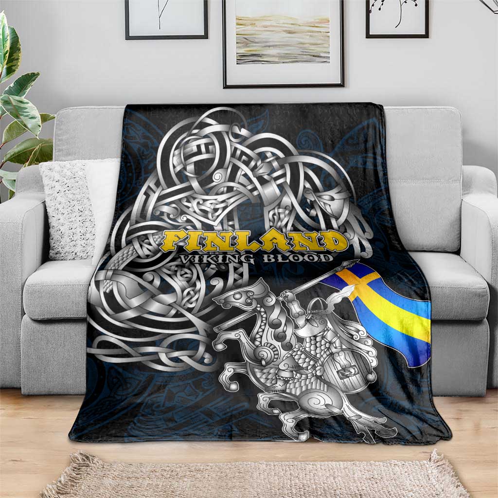 Sweden Viking Blood Blanket Nordic Runes and Shield of Ancestry in Tribal Knotwork