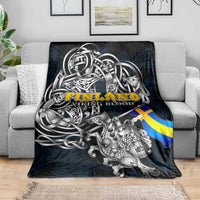 Sweden Viking Blood Blanket Nordic Runes and Shield of Ancestry in Tribal Knotwork