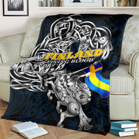 Sweden Viking Blood Blanket Nordic Runes and Shield of Ancestry in Tribal Knotwork