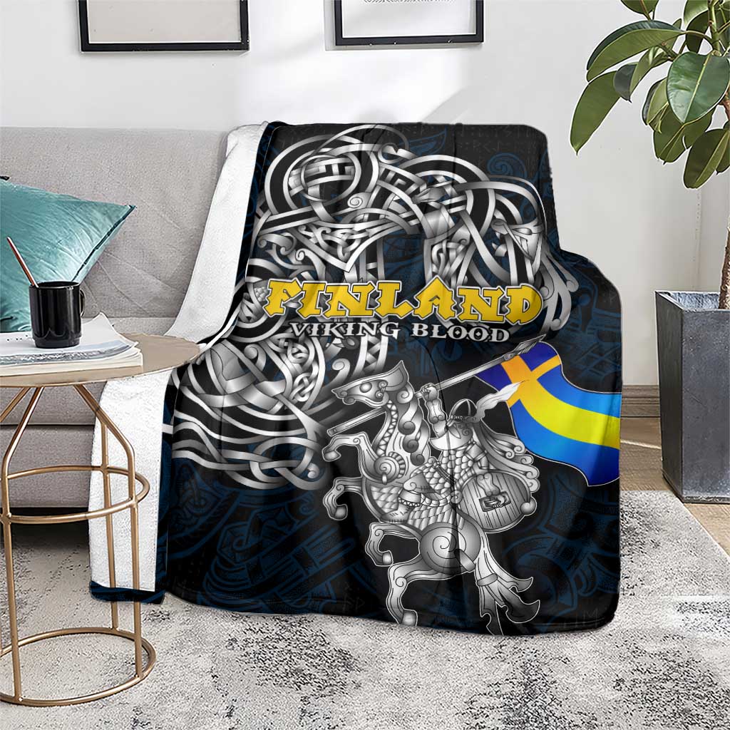 Sweden Viking Blood Blanket Nordic Runes and Shield of Ancestry in Tribal Knotwork