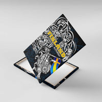 Sweden Viking Blood Canvas Wall Art Nordic Runes and Shield of Ancestry in Tribal Knotwork