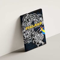 Sweden Viking Blood Canvas Wall Art Nordic Runes and Shield of Ancestry in Tribal Knotwork