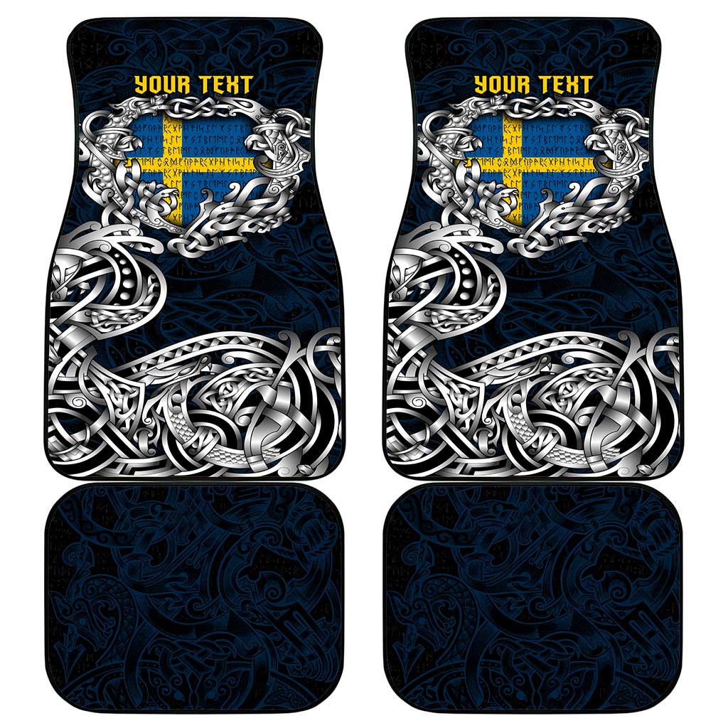 Sweden Viking Blood Car Mats Nordic Runes and Shield of Ancestry in Tribal Knotwork