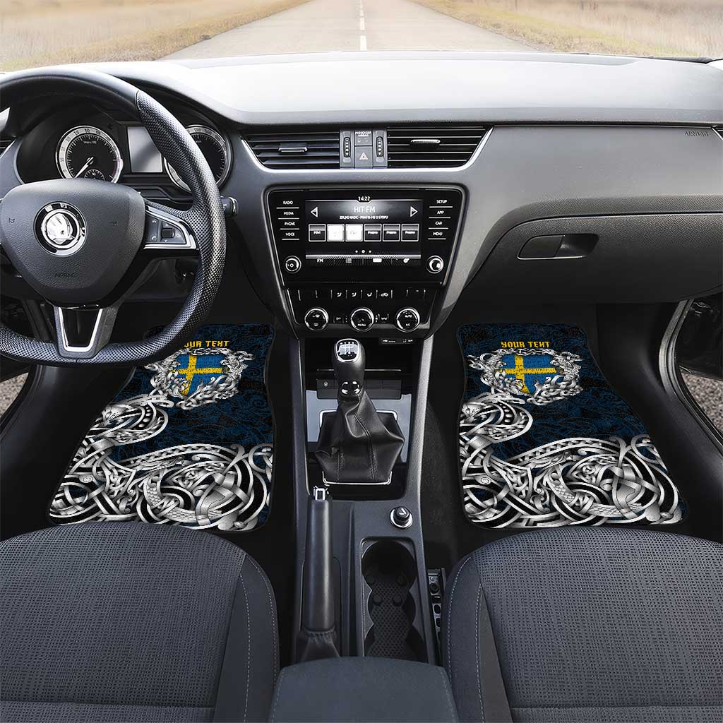 Sweden Viking Blood Car Mats Nordic Runes and Shield of Ancestry in Tribal Knotwork