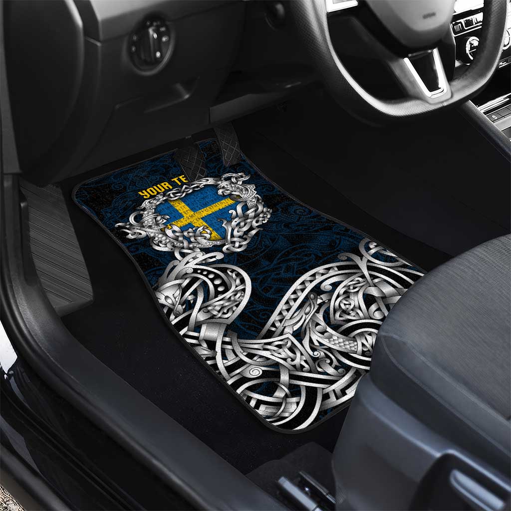 Sweden Viking Blood Car Mats Nordic Runes and Shield of Ancestry in Tribal Knotwork