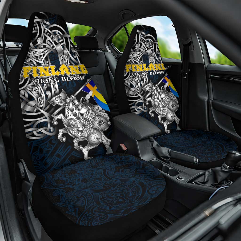 Sweden Viking Blood Car Seat Cover Nordic Runes and Shield of Ancestry in Tribal Knotwork