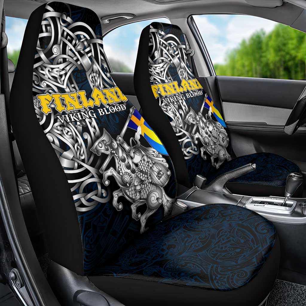 Sweden Viking Blood Car Seat Cover Nordic Runes and Shield of Ancestry in Tribal Knotwork