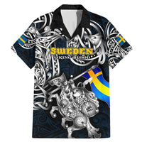 Personalized Sweden Viking Blood Family Matching Mermaid Dress and Hawaiian Shirt Nordic Runes and Shield of Ancestry in Tribal Knotwork