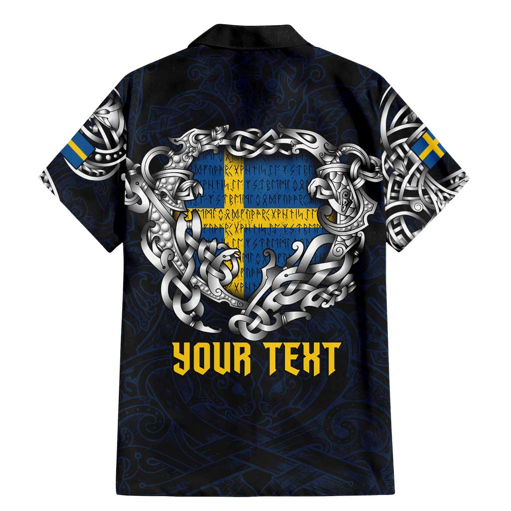 Personalized Sweden Viking Blood Family Matching Mermaid Dress and Hawaiian Shirt Nordic Runes and Shield of Ancestry in Tribal Knotwork