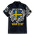 Personalized Sweden Viking Blood Family Matching Off The Shoulder Long Sleeve Dress and Hawaiian Shirt Nordic Runes and Shield of Ancestry in Tribal Knotwork