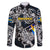 Personalized Sweden Viking Blood Family Matching Off The Shoulder Long Sleeve Dress and Hawaiian Shirt Nordic Runes and Shield of Ancestry in Tribal Knotwork