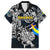 Personalized Sweden Viking Blood Family Matching Off Shoulder Maxi Dress and Hawaiian Shirt Nordic Runes and Shield of Ancestry in Tribal Knotwork
