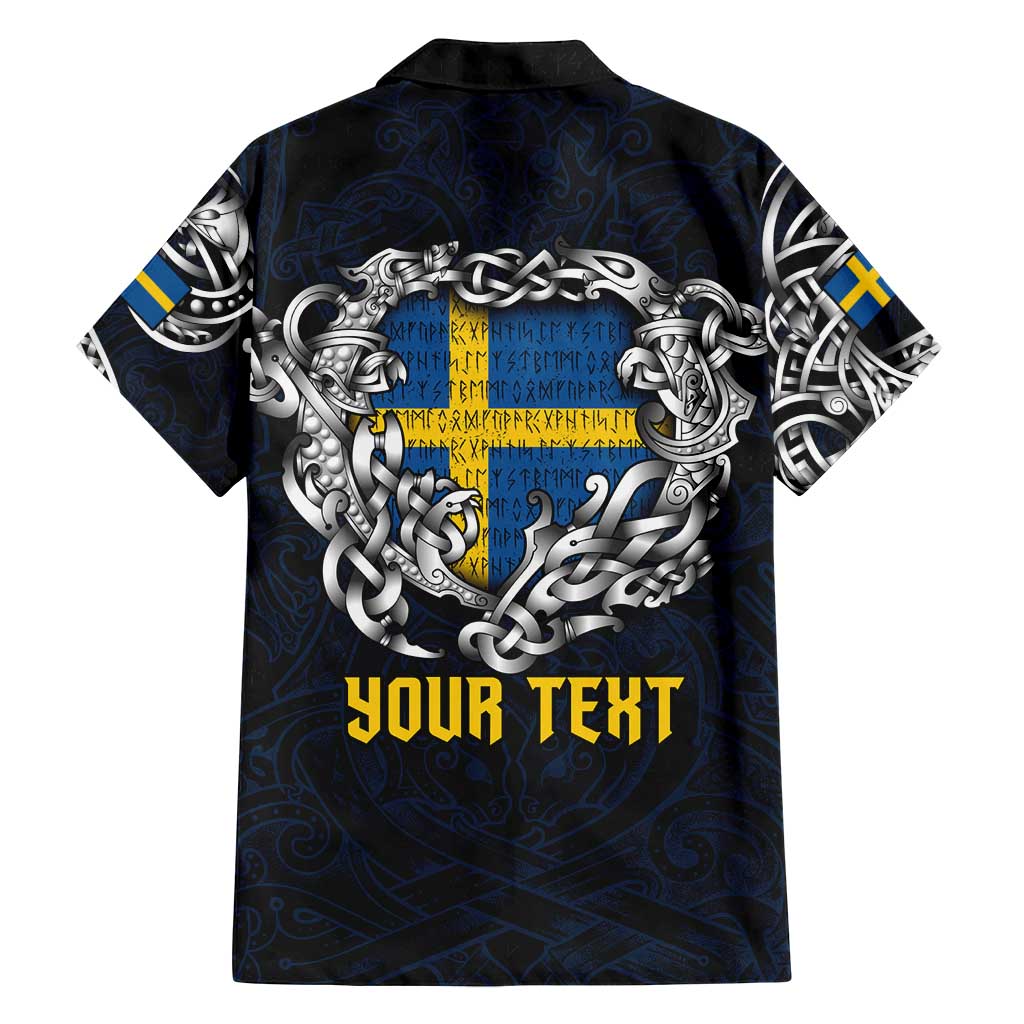 Personalized Sweden Viking Blood Family Matching Puletasi and Hawaiian Shirt Nordic Runes and Shield of Ancestry in Tribal Knotwork