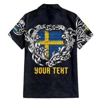 Personalized Sweden Viking Blood Family Matching Summer Maxi Dress and Hawaiian Shirt Nordic Runes and Shield of Ancestry in Tribal Knotwork