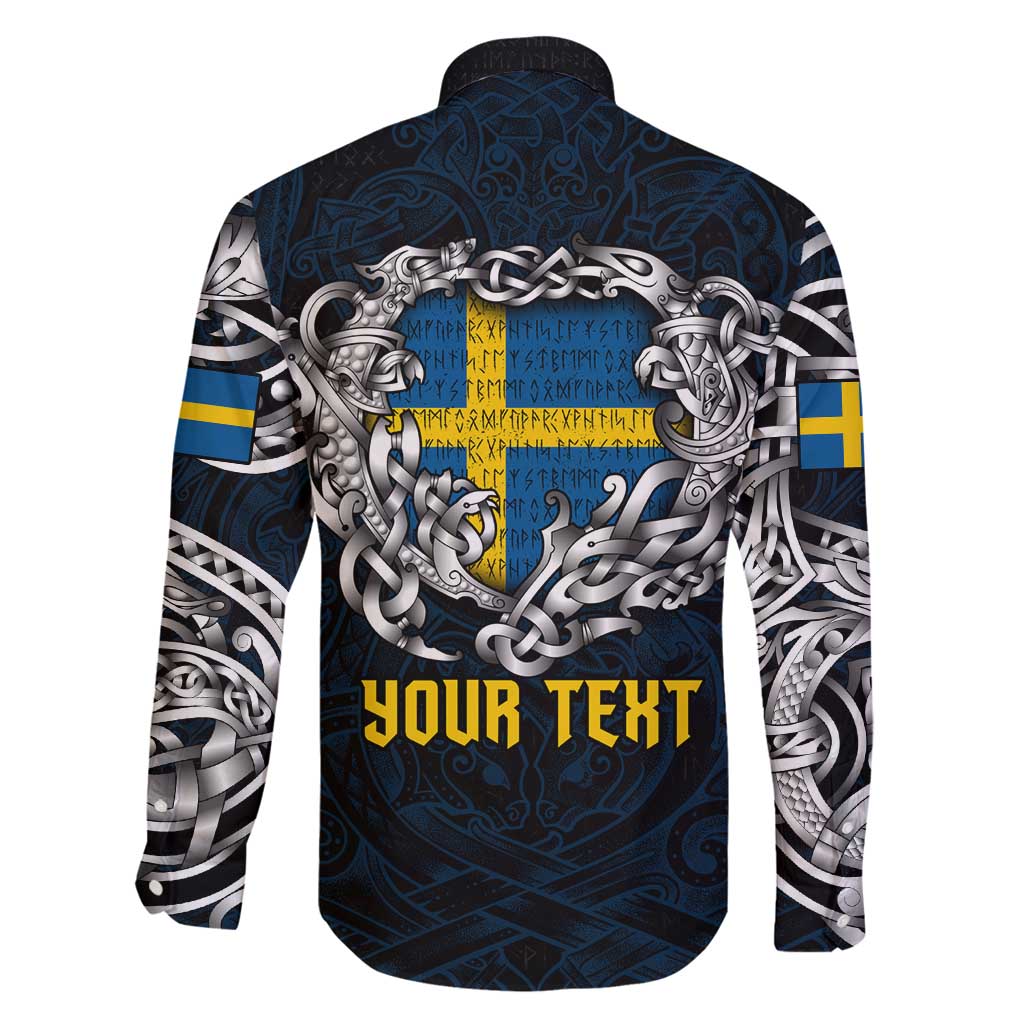 Personalized Sweden Viking Blood Family Matching Tank Maxi Dress and Hawaiian Shirt Nordic Runes and Shield of Ancestry in Tribal Knotwork