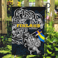 Sweden Viking Blood Garden Flag Nordic Runes and Shield of Ancestry in Tribal Knotwork