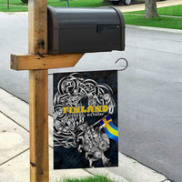 Sweden Viking Blood Garden Flag Nordic Runes and Shield of Ancestry in Tribal Knotwork