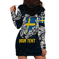 Personalized Sweden Viking Blood Hoodie Dress Nordic Runes and Shield of Ancestry in Tribal Knotwork