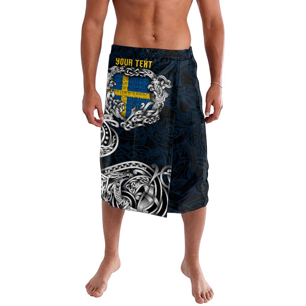 Personalized Sweden Viking Blood Lavalava Nordic Runes and Shield of Ancestry in Tribal Knotwork