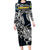Personalized Sweden Viking Blood Long Sleeve Bodycon Dress Nordic Runes and Shield of Ancestry in Tribal Knotwork