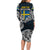 Personalized Sweden Viking Blood Long Sleeve Bodycon Dress Nordic Runes and Shield of Ancestry in Tribal Knotwork