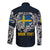 Personalized Sweden Viking Blood Long Sleeve Button Shirt Nordic Runes and Shield of Ancestry in Tribal Knotwork
