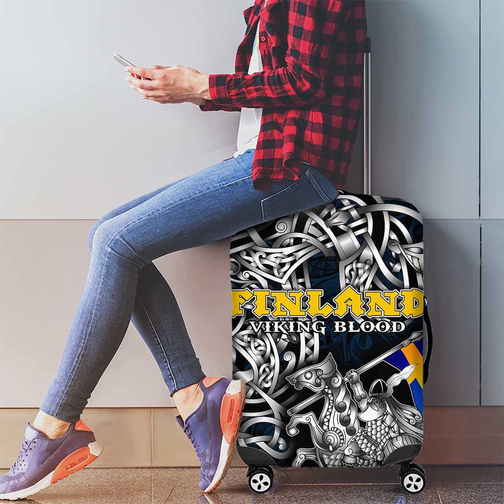 Sweden Viking Blood Luggage Cover Nordic Runes and Shield of Ancestry in Tribal Knotwork