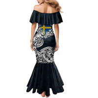 Personalized Sweden Viking Blood Mermaid Dress Nordic Runes and Shield of Ancestry in Tribal Knotwork